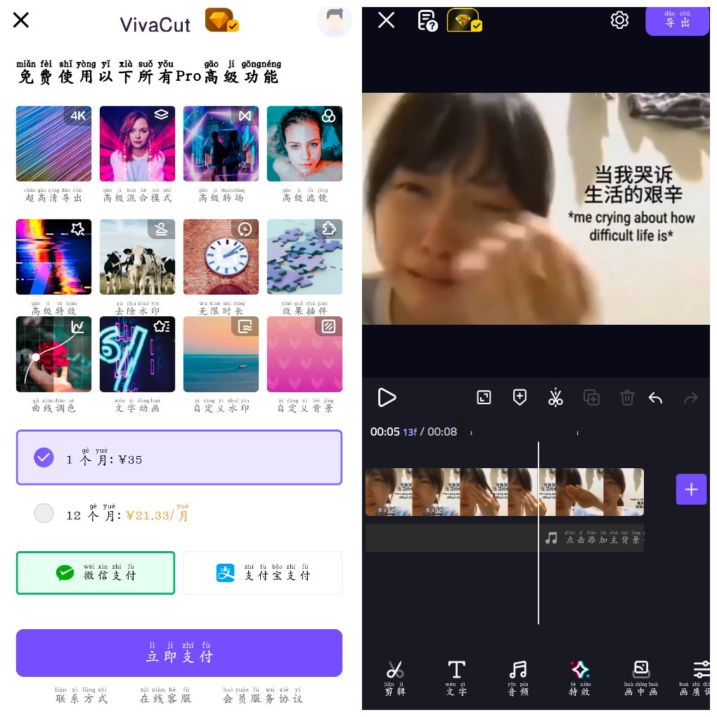 VivaCut视频剪辑v3.9.9会员版&ensp;&ensp;一款专业的视频编辑器